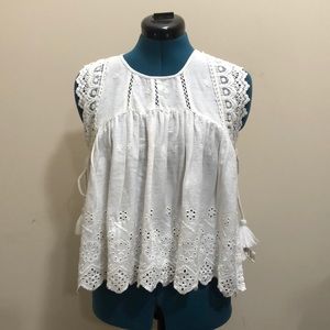 Free People Lace Gathered Top